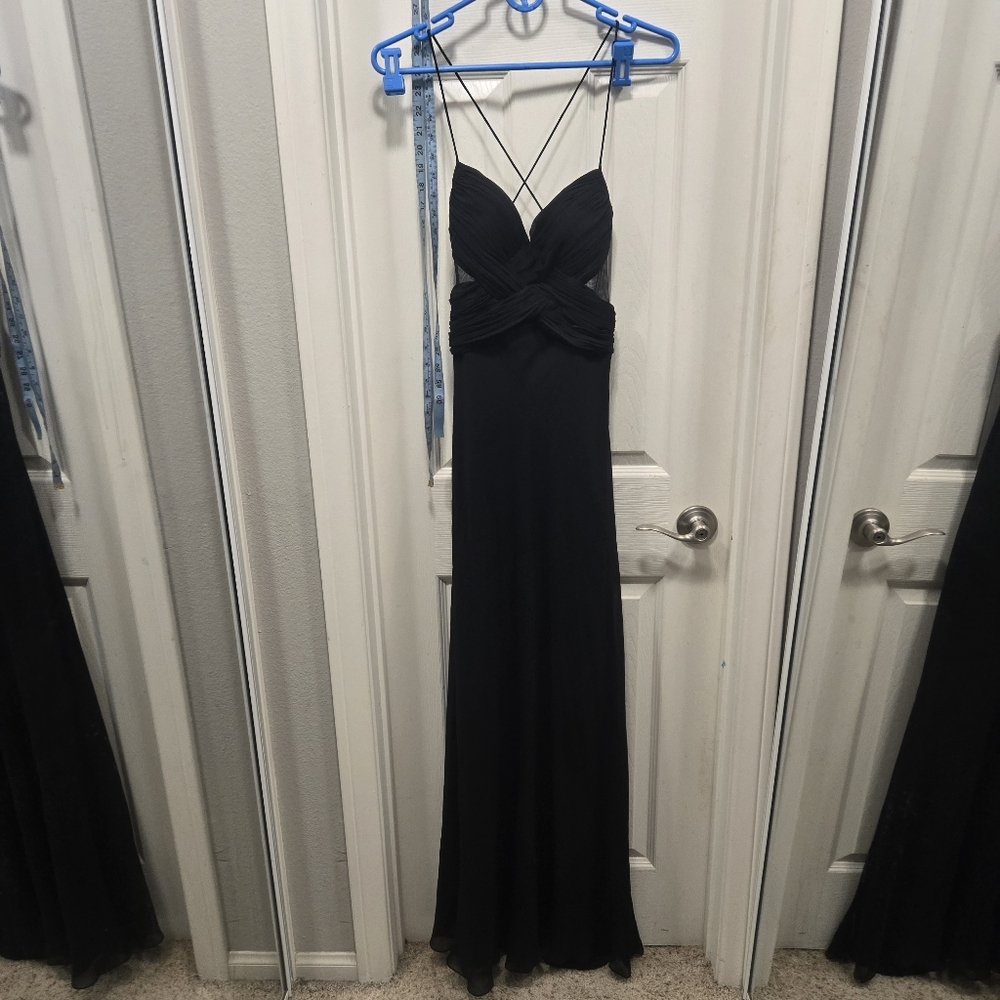 Niteline Black Spaghetti Strap Silk Gown Size 4